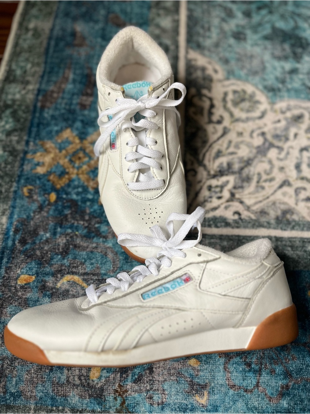 Reebok Women’s White Leather Sneakers with Gum Outsole